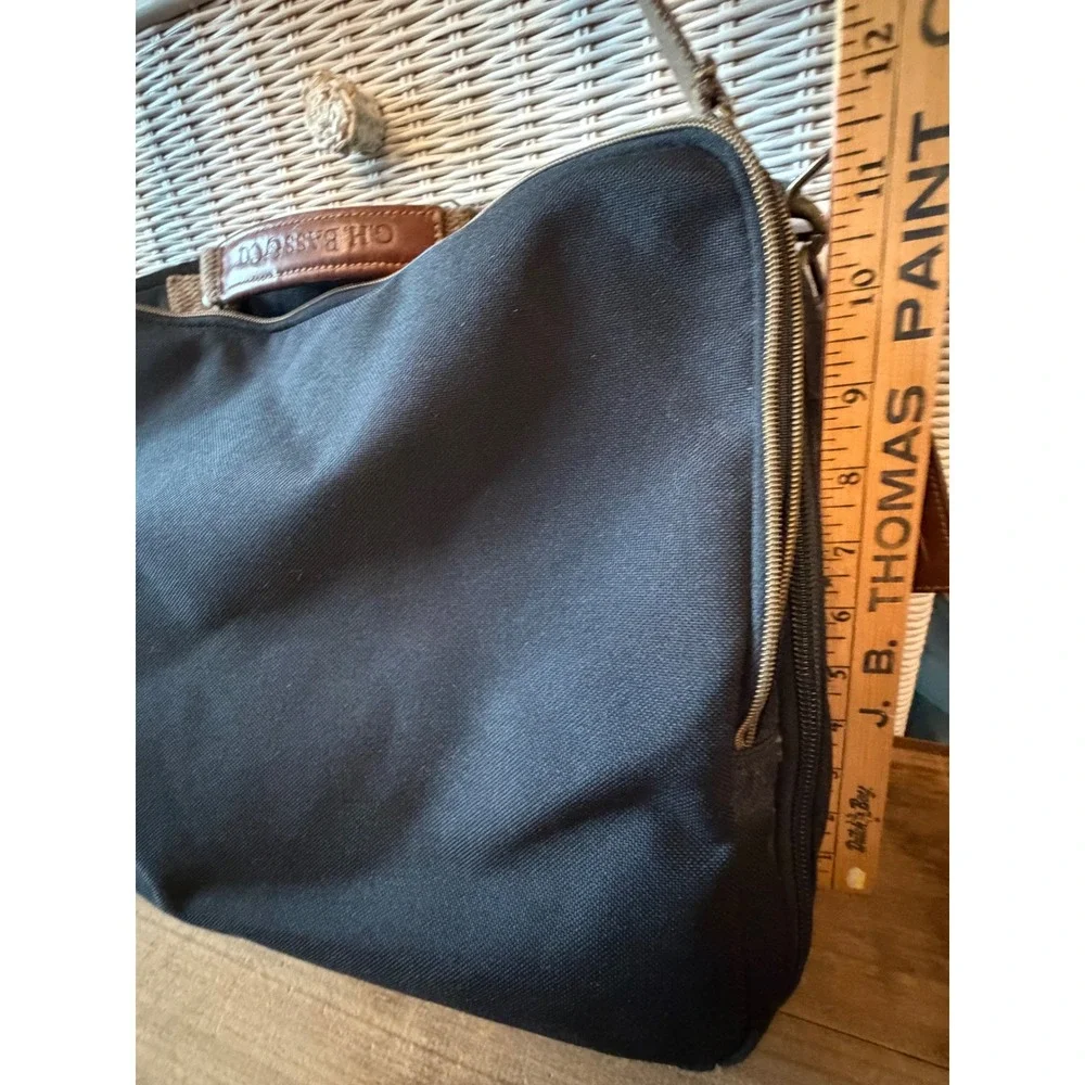 GH Bass & Co Messenger Bag Black Canvas Leather Trim Outdoor Gear Travel Laptop